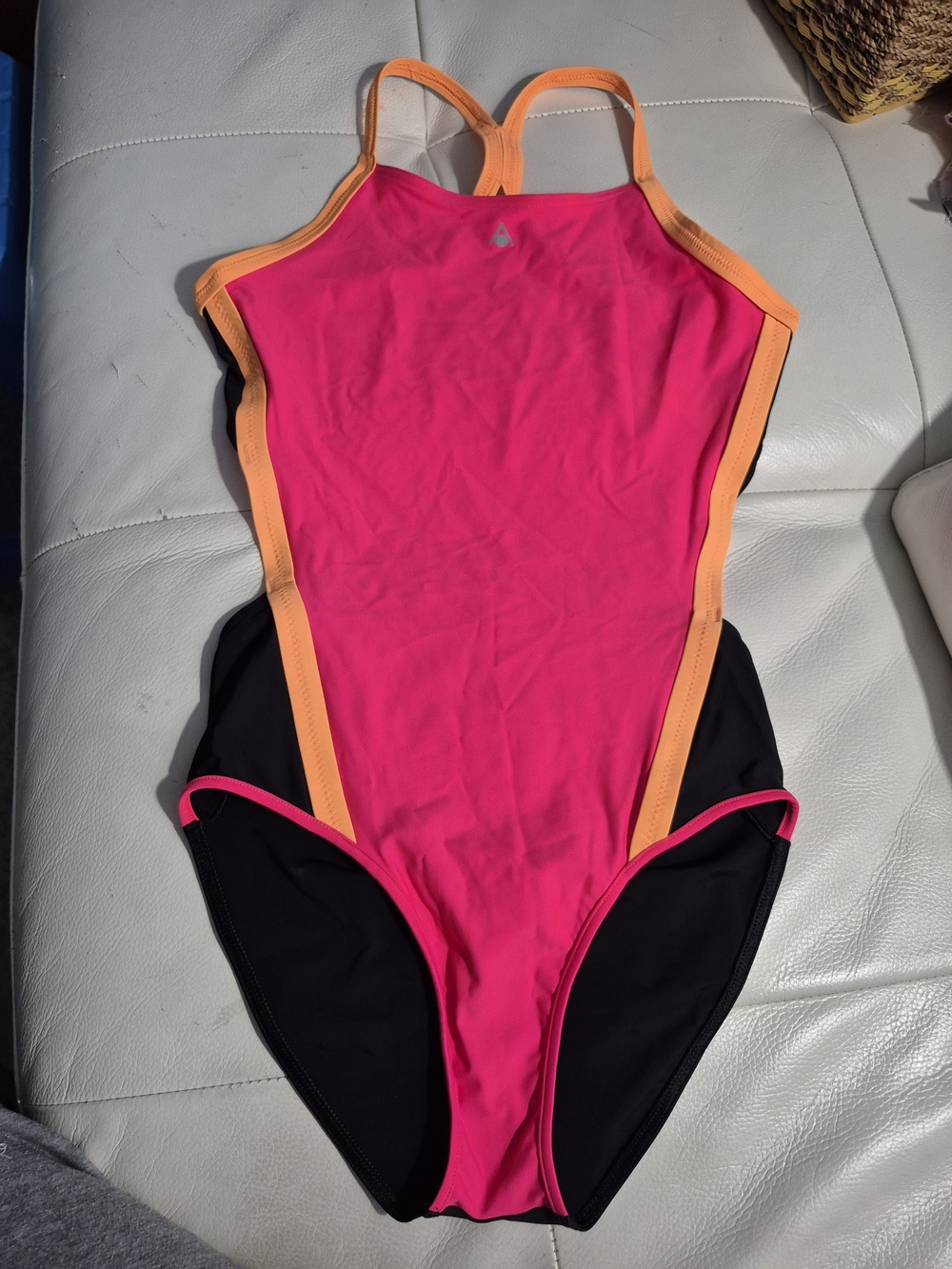 Aqua Sphere Women’s One-Piece Swimsuit in Hot Pink with Orange Trim